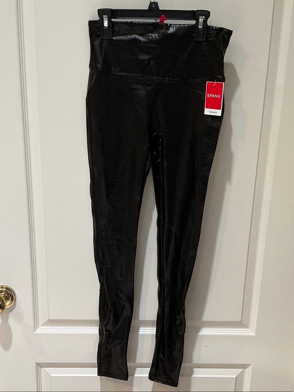 SPANX Black/brown Croc Faux-Leather Leggings